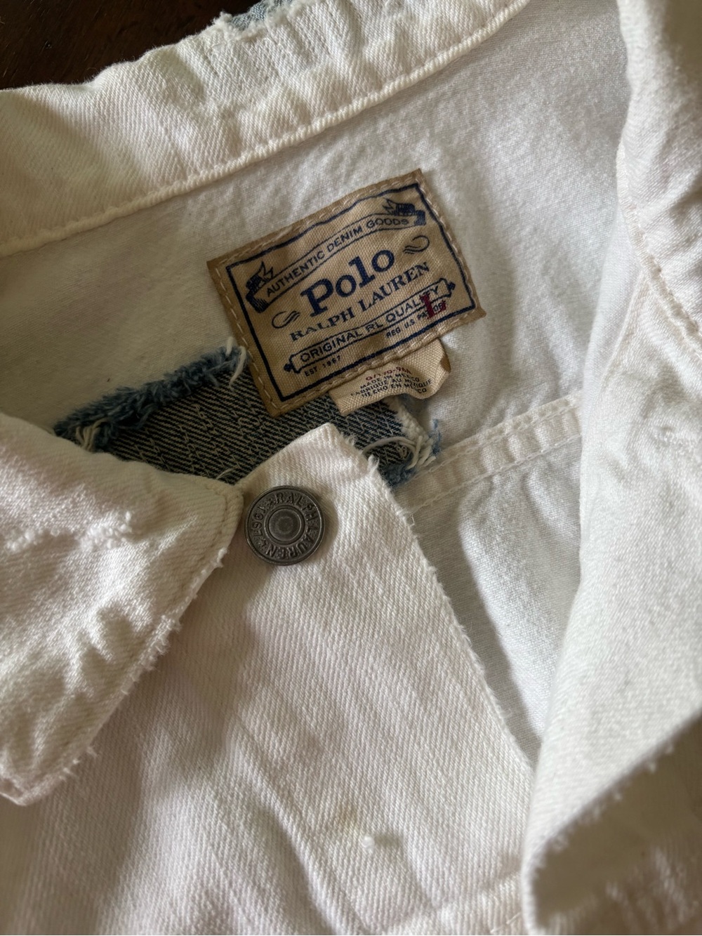 Authentic Lauren White Distressed Denim Jacket - Picture 2 of 7
